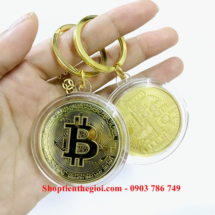 Móc khóa xu Bitcoin Vàng - SP005259 